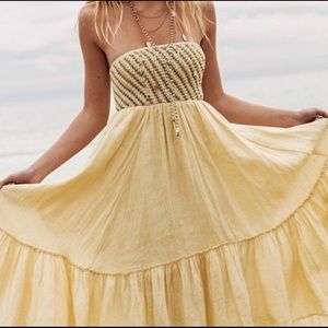 Free people high low strapless maxi dress